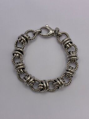 B Italy Silver-Tone Twisted Rope Link Bracelet